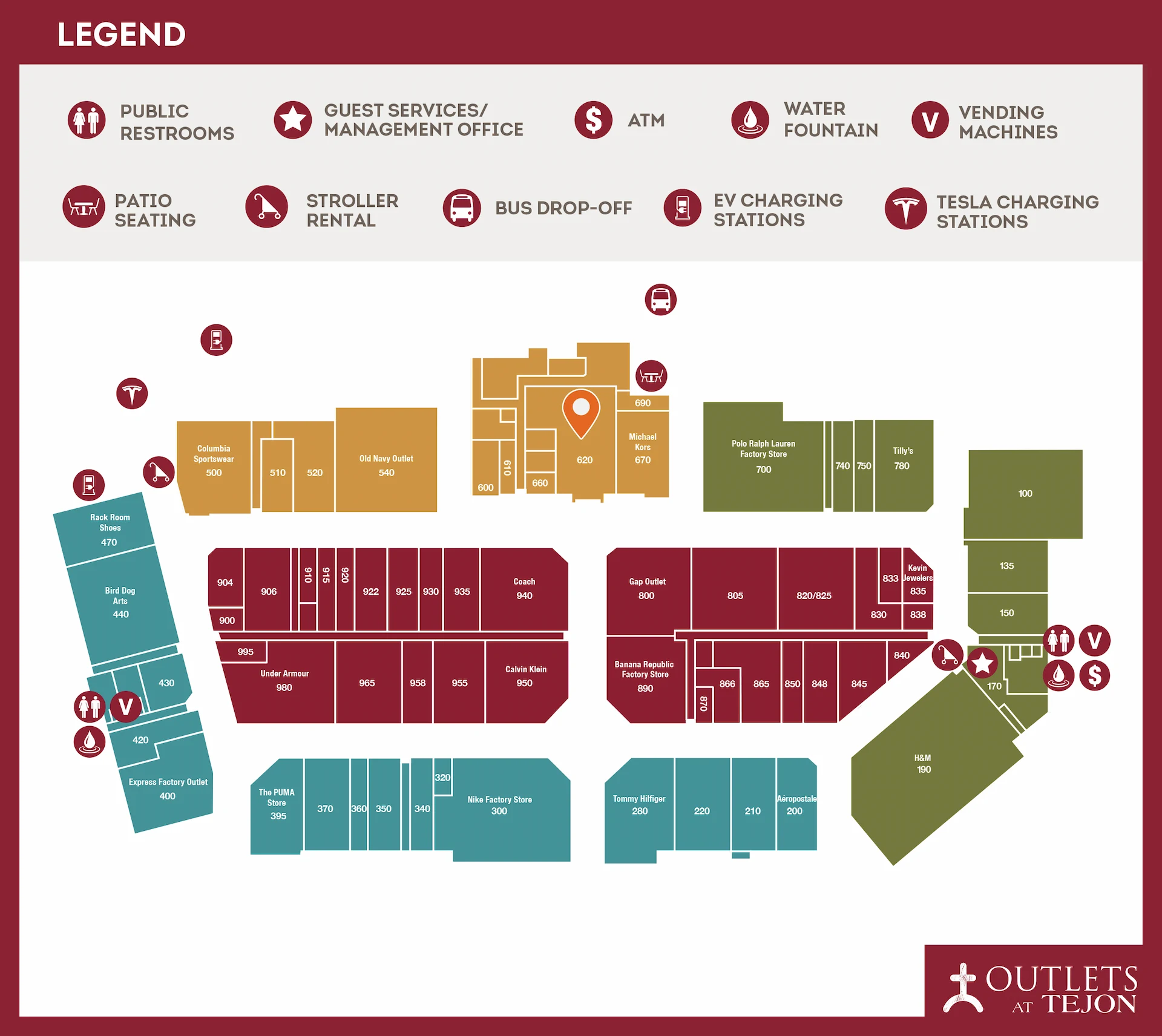 Tejon Outlets Store Map to Ulta