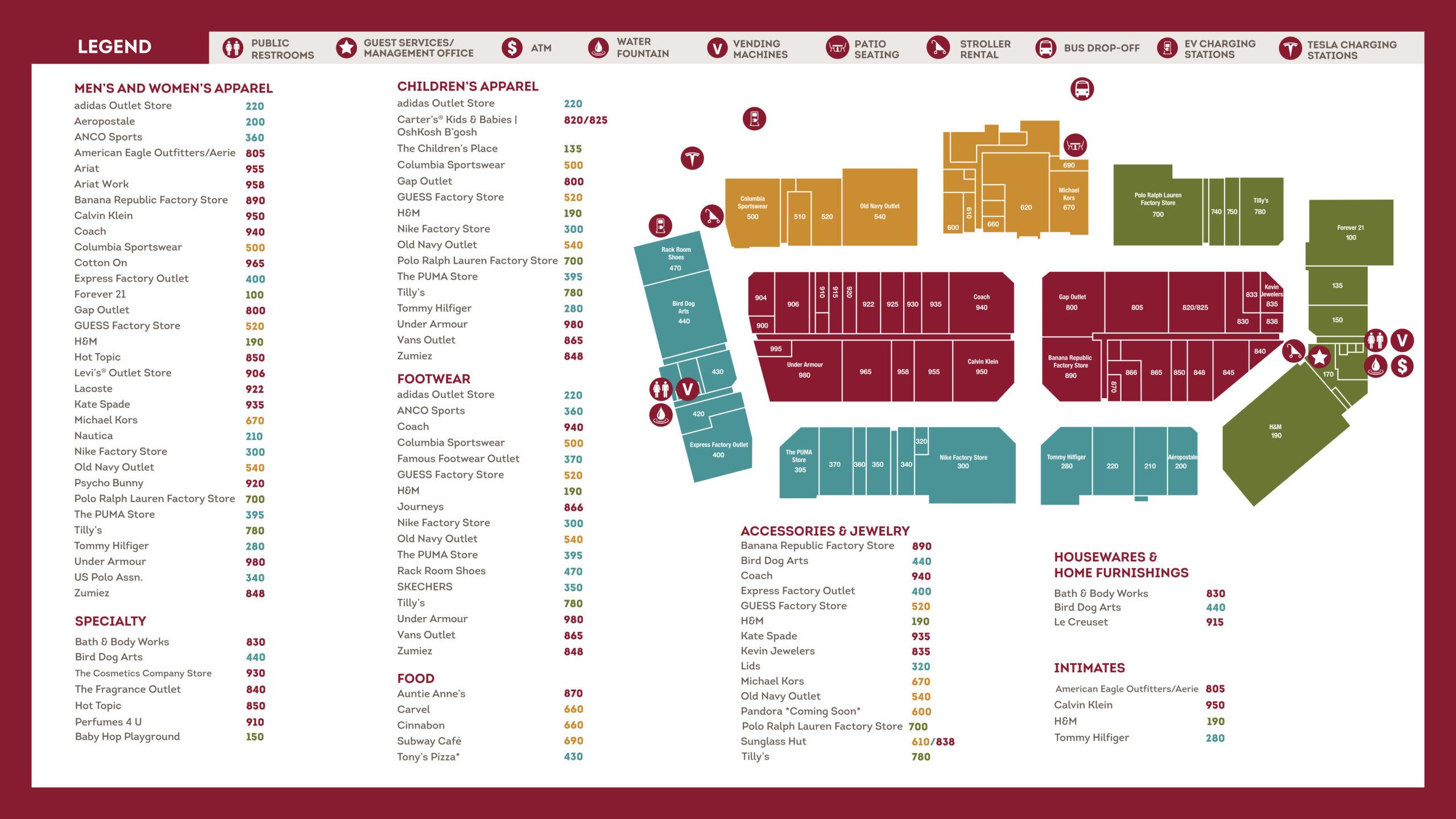 outlets center map
