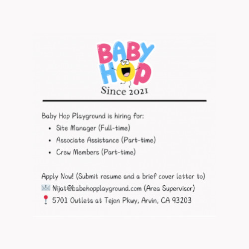 baby hop playground hiring