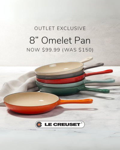 stack of colorful omelet pans
