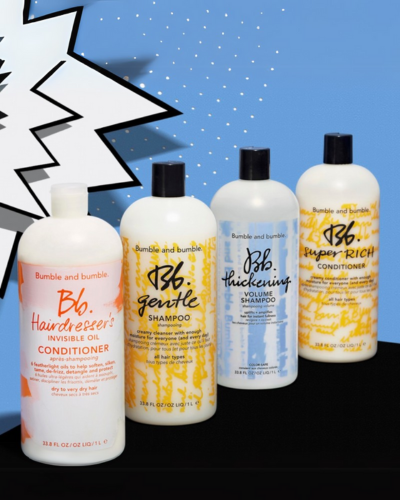 bottles of Bumble and Bumble shampoo and conditioner
