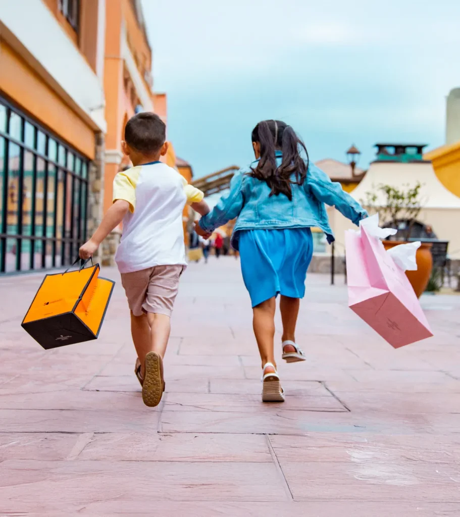 Kids Running After Shopping at Tejon Outlets