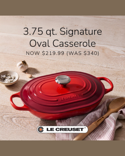 red oval 3.75-quart oval covered casserole dish