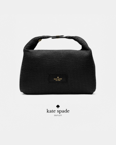 black knit cosmetic bag