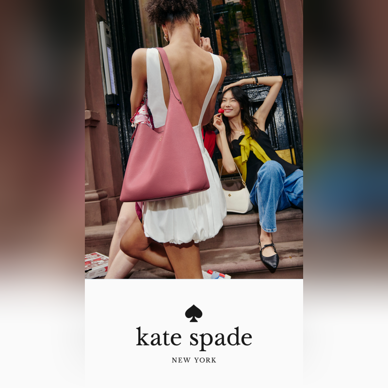 back of female model and pink slouchy purse