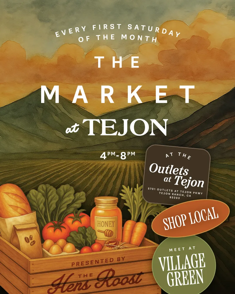 Farmer's Market Banner with illustration of harvested crops and a field for growing