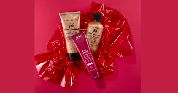 Red gift plastic wrapping with Cosmetic Company Store Beauty Products