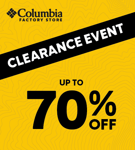 Columbia 70% off sale banner