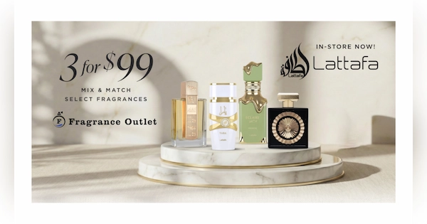 Lattafa bottles displayed on marble