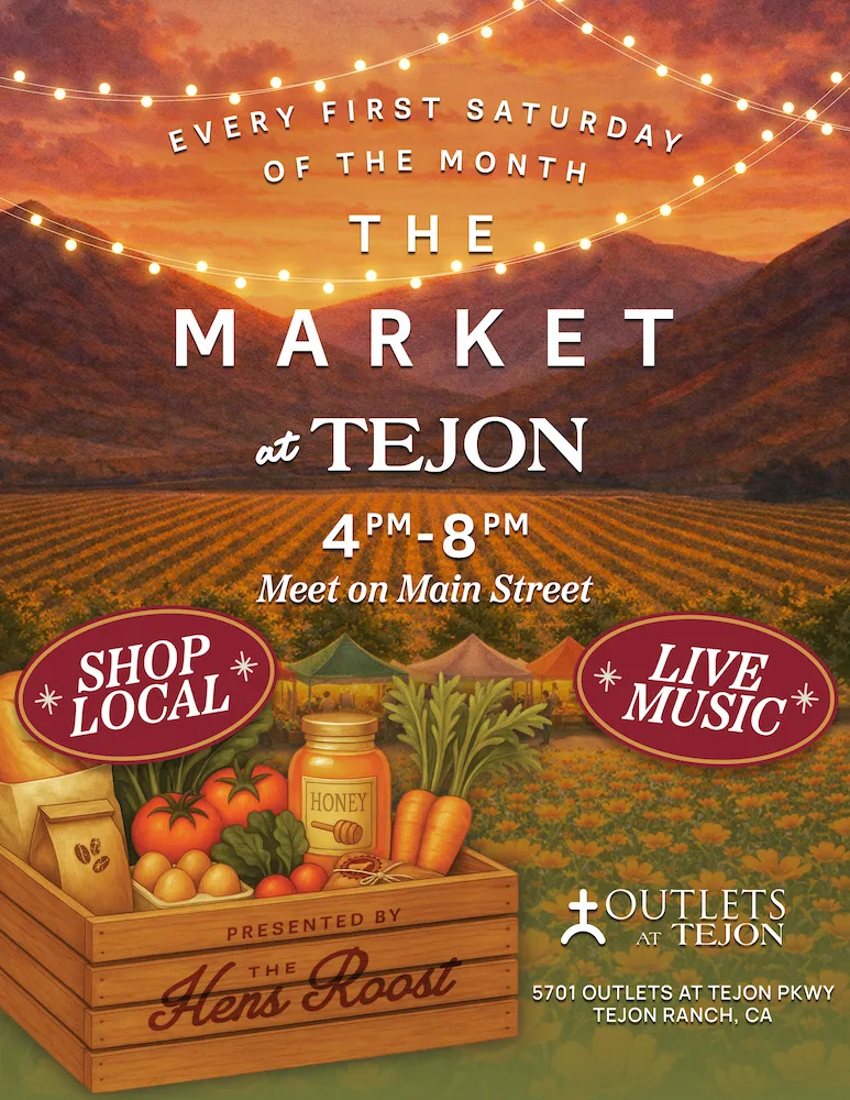 Banner for farmer's market event at Tejon