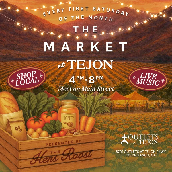 Banner for farmer's market event at Tejon
