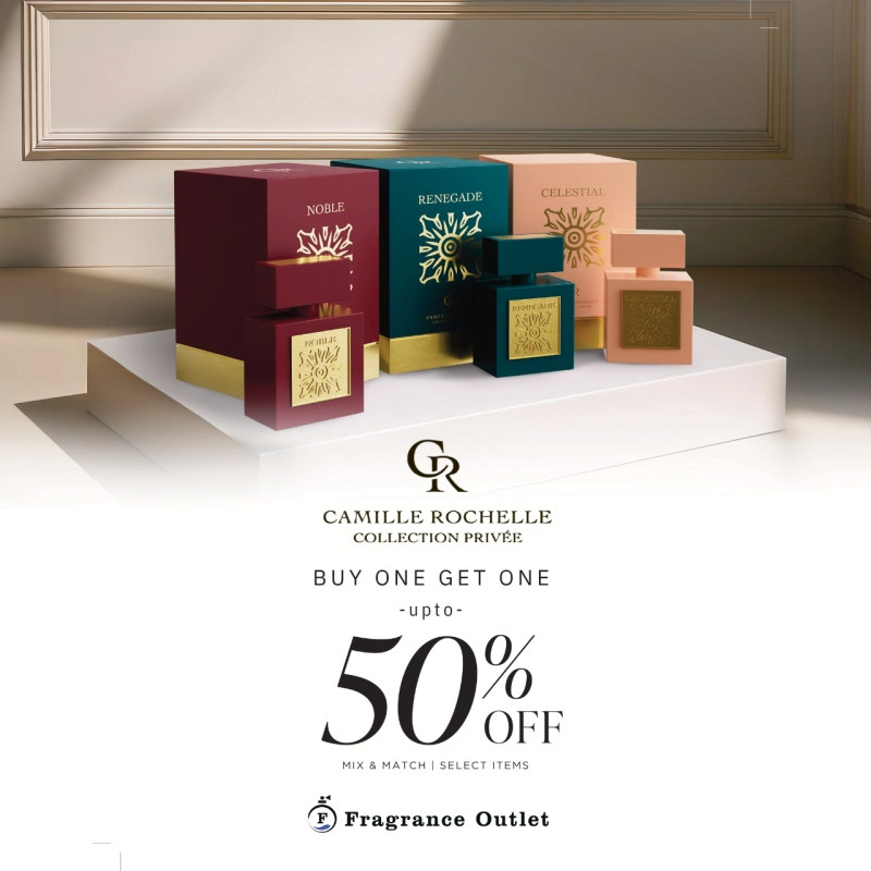 Camille Rochelle fragrance bottles on display