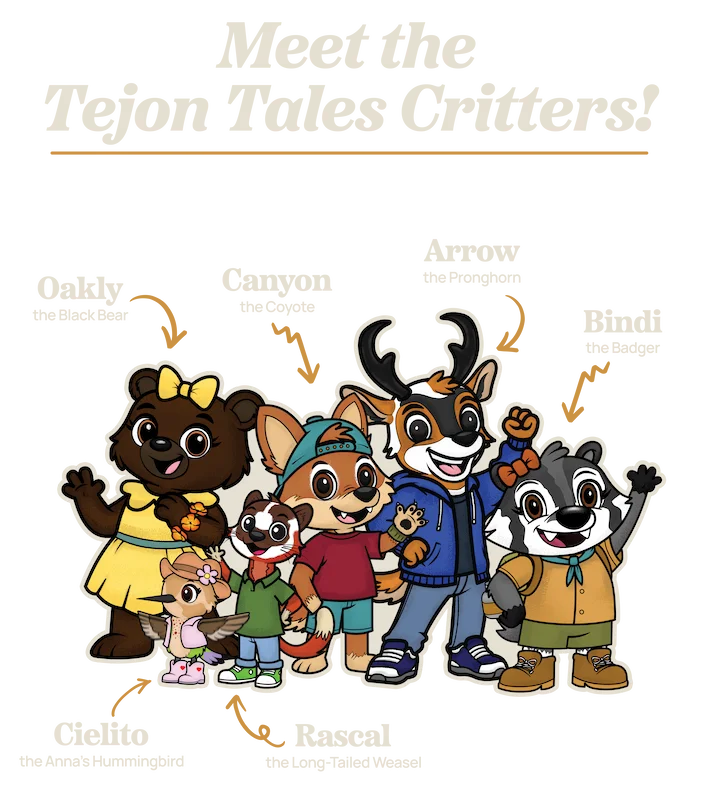 Tejon Tales all critters group photo with names