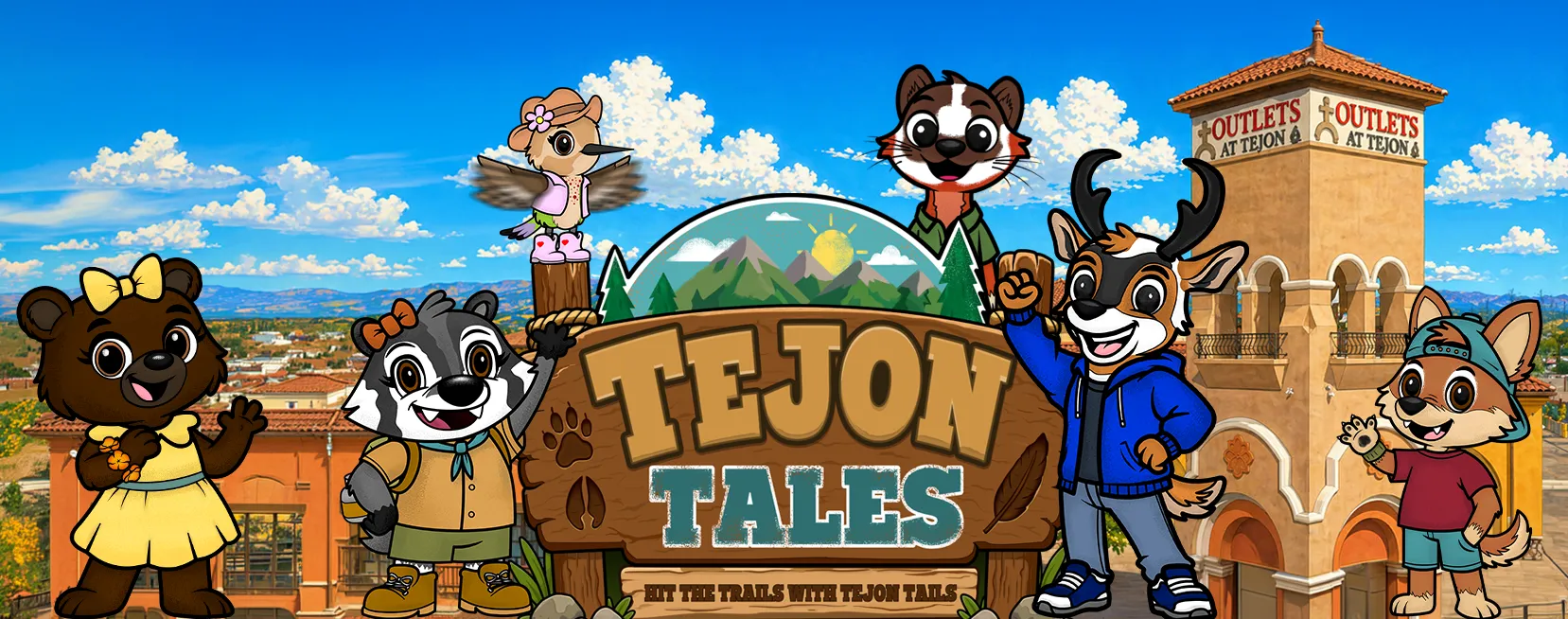 Tejon Tales banner showing all the critters