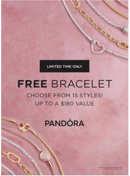 Pandora free bracelet promo sale banner