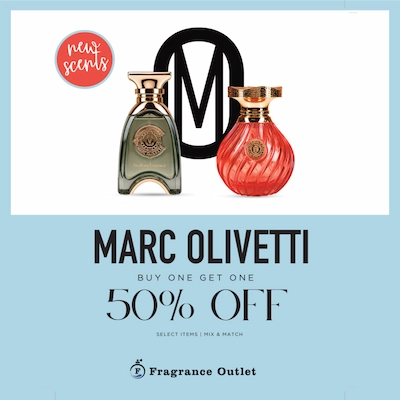 Marc Olivetti scent bottles on sale banner