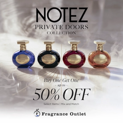 Four notez fragrance bottles lined up