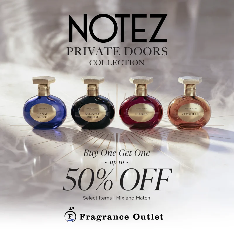 Four notez fragrance bottles lined up