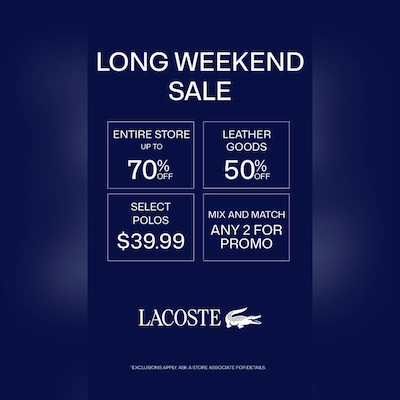 Lacoste long weekend sale banner