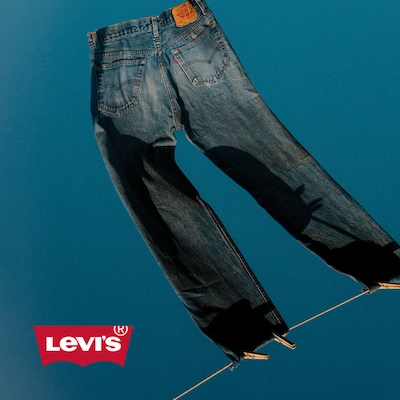 Levi's jeans handing on wire