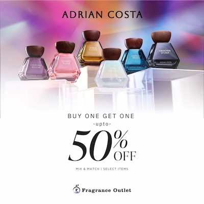 Adrian Acosta fragrance bottles displayed