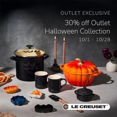 Le Creuset pumpkin cocotte, bat stockpot and Halloween cookware